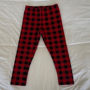 Carters Kid Red and Black Buffalo Plaid fleece lined pants
